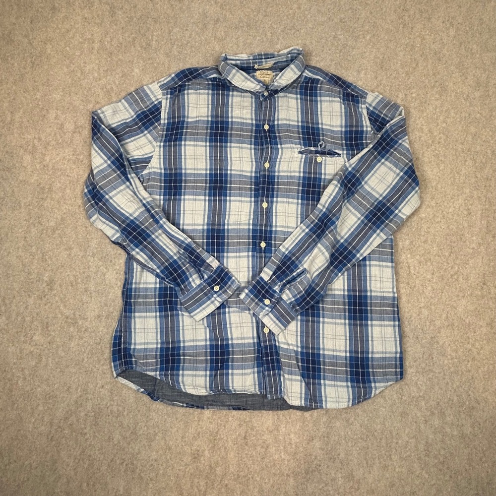 Lucky Brand Button Down Shirt Mens XL Blue Plaid Classic Fit Long Sleeve Cotton